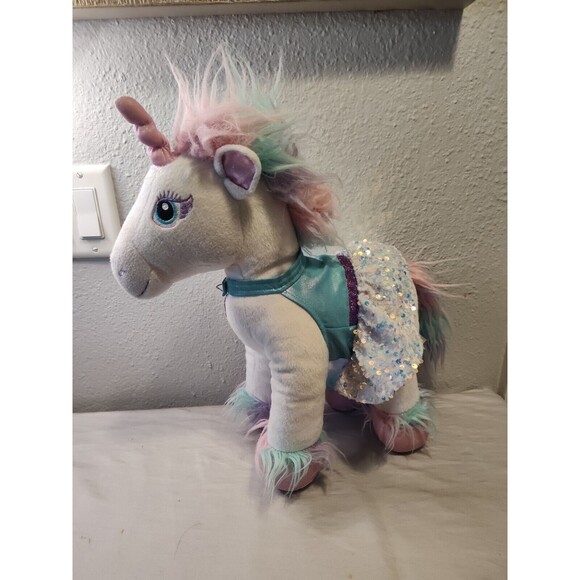 Build A Bear White Unicorn With Dress Friends Enchanted Plush BAB Rainbow Hair - Picture 2 of 16
